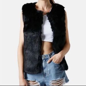 Topshop Black Faux Fur Vest